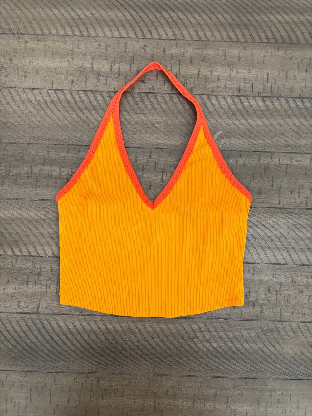 wild fable Orange and Coral Ribbed Halter Crop Top